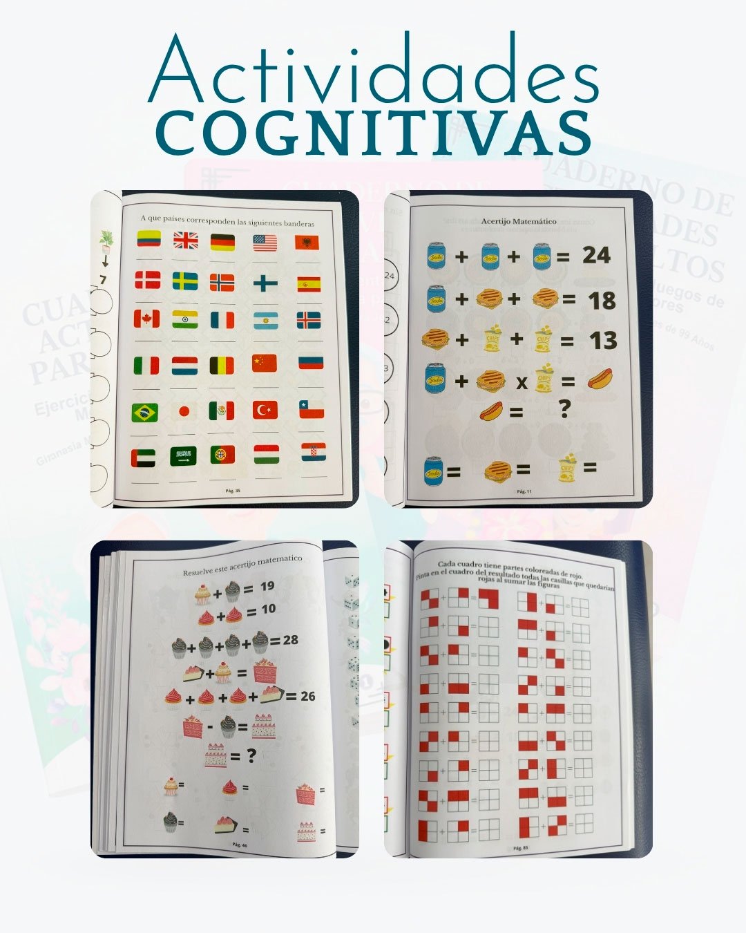 Páginas de ejemplo de los Cuadernos de Actividades Cognitivas